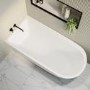 Freestanding Single Ended Left Hand Corner Shower Bath with Black Sliding Bath Screen 1650 x 800mm - Amaro