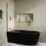 Matt Black Freestanding Shower Bath Single Ended Left Hand Corner with Chrome Bath Screen 1650 x 800mm - Amaro