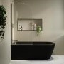 Matt Black Freestanding Shower Bath Single Ended Left Hand Corner with Chrome Bath Screen 1650 x 800mm - Amaro