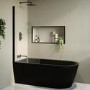 Matt Black Freestanding Shower Bath Single Ended Left Hand Corner with Black Bath Screen 1650 x 800mm - Amaro