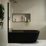 Matt Black Freestanding Shower Bath Single Ended Left Hand Corner with Black Bath Screen 1650 x 800mm - Amaro