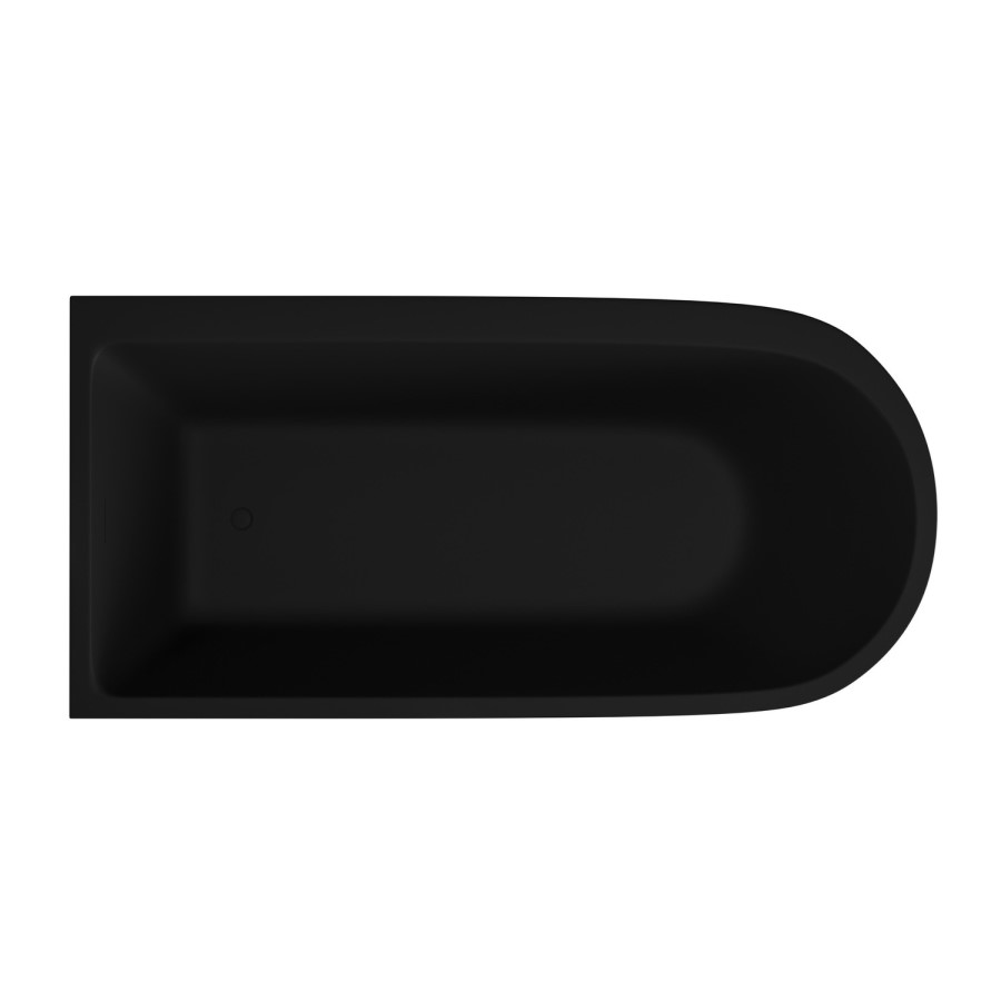 Matt Black Freestanding Shower Bath Single Ended Left Hand Corner with Black Bath Screen 1650 x 800mm - Amaro