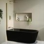 Matt Black Freestanding Shower Bath Single Ended Left Hand Corner with Brass Bath Screen 1650 x 800mm - Amaro