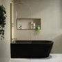 Matt Black Freestanding Shower Bath Single Ended Left Hand Corner with Brass Bath Screen 1650 x 800mm - Amaro