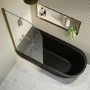 Matt Black Freestanding Shower Bath Single Ended Left Hand Corner with Brass Bath Screen 1650 x 800mm - Amaro