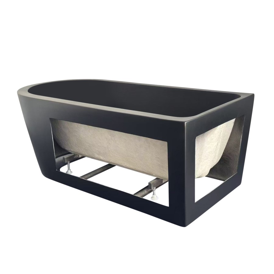 Matt Black Freestanding Single Ended Left Hand Corner Bath 1650 x 800mm - Amaro