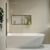 Freestanding Shower Bath Single Ended Left Hand Corner with Chrome Bath Screen 1800 x 800mm - Amaro Freestanding Shower Bath Single Ended Left Hand Corner with Chrome Bath Screen 1800 x 800mm - Amaro