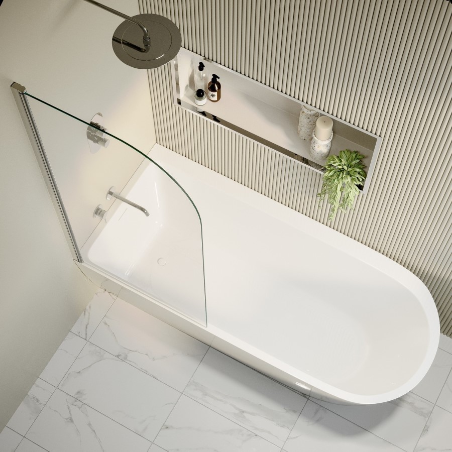 Freestanding Shower Bath Single Ended Left Hand Corner with Chrome Bath Screen 1800 x 800mm - Amaro