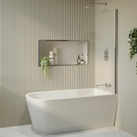 Freestanding Shower Bath Single Ended Right Hand Corner with Chrome Bath Screen 1500 x 800mm - Amaro Freestanding Shower Bath Single Ended Right Hand Corner with Chrome Bath Screen 1500 x 800mm - Amaro