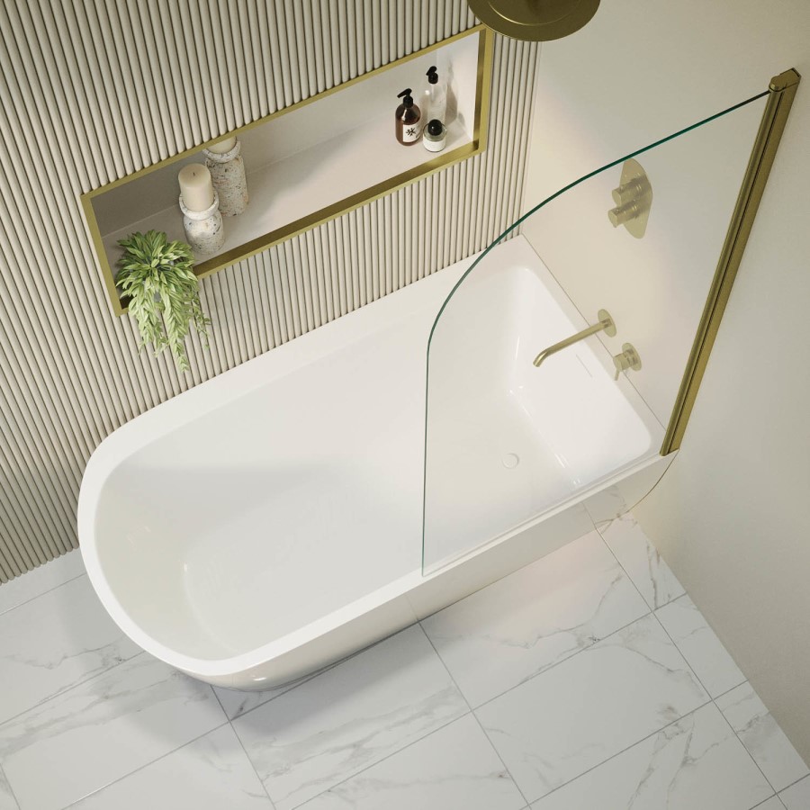 Freestanding Shower Bath Single Ended Right Hand Corner With Brass Bath freestanding-shower-bath-single-ended-right-hand-corner-with-brass-bath