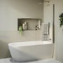 Freestanding Single Ended Right Hand Corner Shower Bath with Chrome Bath Screen with Towel Rail 1650 x 800mm - Amaro