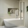 Freestanding Single Ended Right Hand Corner Shower Bath with Chrome Bath Screen with Fixed Panel &  Towel Rail 1650 x 800mm - Amaro