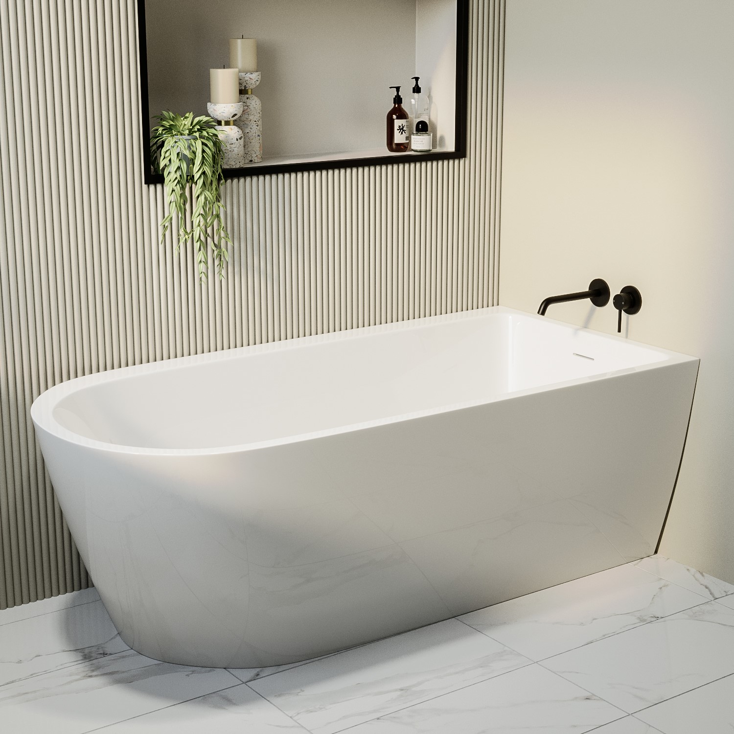 Amaro White Freestanding Single Ended Right Hand Corner Bath 1650 X 800Mm
