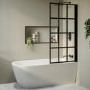 Grade A1 - Freestanding Single Ended Right Hand Corner Shower Bath with Black Grid Bath Screen 1650 x 800mm - Amaro