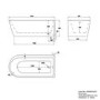 Grade A1 - Freestanding Single Ended Right Hand Corner Shower Bath with Black Grid Bath Screen 1650 x 800mm - Amaro