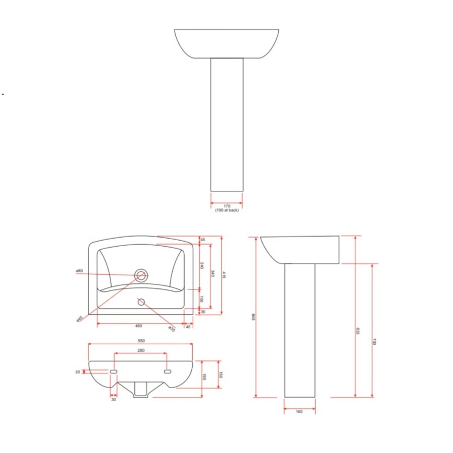 Brass Freestanding Right Hand Shower Bath Suite with Toilet and Basin - Amaro