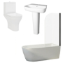Black Freestanding Right Hand Shower Bath Suite with Toilet and Basin - Amaro