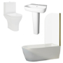 Brass Freestanding Right Hand Shower Bath Suite with Toilet and Basin - Amaro