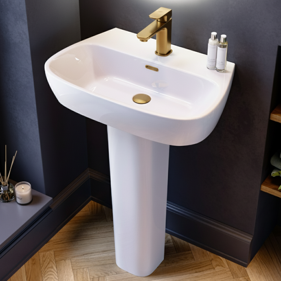 Brass Freestanding Right Hand Shower Bath Suite with Toilet and Basin - Amaro