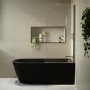 Matt Black Freestanding Shower Bath Single Ended Right Hand Corner with Chrome Bath Screen 1650 x 800mm - Amaro