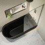 Matt Black Freestanding Shower Bath Single Ended Right Hand Corner with Chrome Bath Screen 1650 x 800mm - Amaro