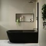 Matt Black Freestanding Shower Bath Single Ended Right Hand Corner with Black Bath Screen 1650 x 800mm - Amaro