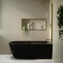Matt Black Freestanding Shower Bath Single Ended Right Hand Corner with Brass Bath Screen 1650 x 800mm - Amaro