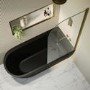 Matt Black Freestanding Shower Bath Single Ended Right Hand Corner with Brass Bath Screen 1650 x 800mm - Amaro