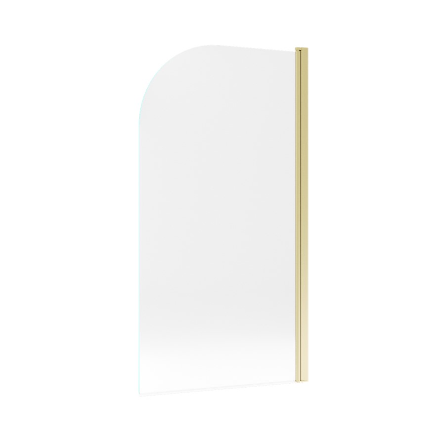 Brushed Brass Hinged Shower Bath Screen with Towel Rail 1450 x 775mm - Taurus