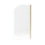 Brushed Brass Hinged Shower Bath Screen with Towel Rail 1450 x 775mm - Taurus