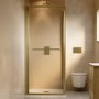 800x800mm Brushed Brass In-Fold Sliding Shower Enclosure 6mm Glass - Apollo