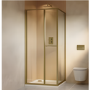 800x800mm Brushed Brass In-Fold Sliding Shower Enclosure 6mm Glass and Shower Tray - Apollo