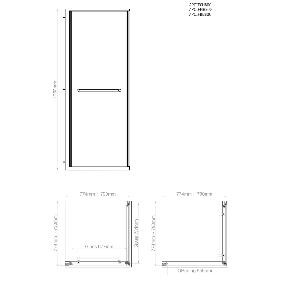 800x800mm Brushed Brass Square Sliding In-Fold Shower Enclosure 6mm Glass and Low Profile Shower Tray - Apollo