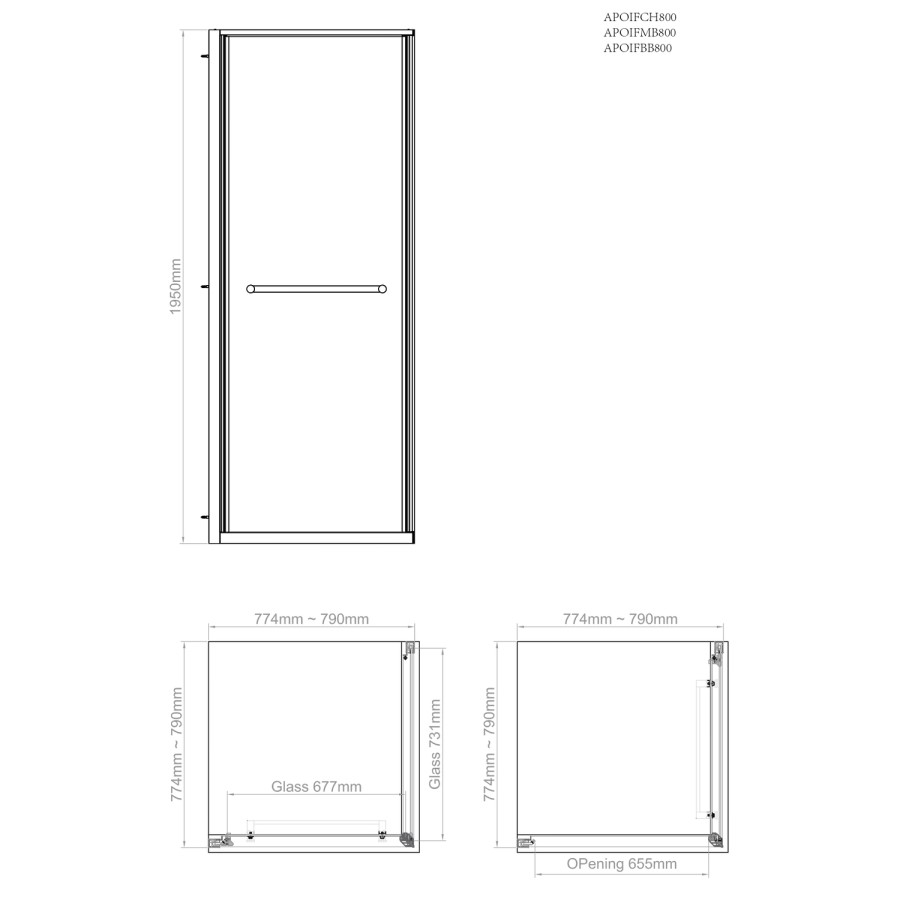 800x800mm Brushed Brass In-Fold Sliding Shower Enclosure 6mm Glass - Apollo
