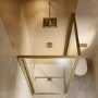 800x800mm Brushed Brass Square Sliding In-Fold Shower Enclosure 6mm Glass and Low Profile Shower Tray - Apollo