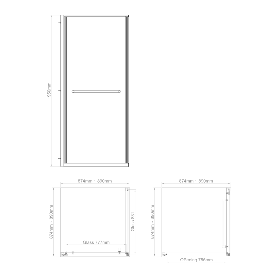 800mm Chrome 6mm Glass Square Hinged Shower Enclosure with Low Profile Shower Tray - Carina