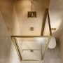 900x900mm Brushed Brass Square Sliding In-Fold Shower Enclosure 6mm Glass - Apollo