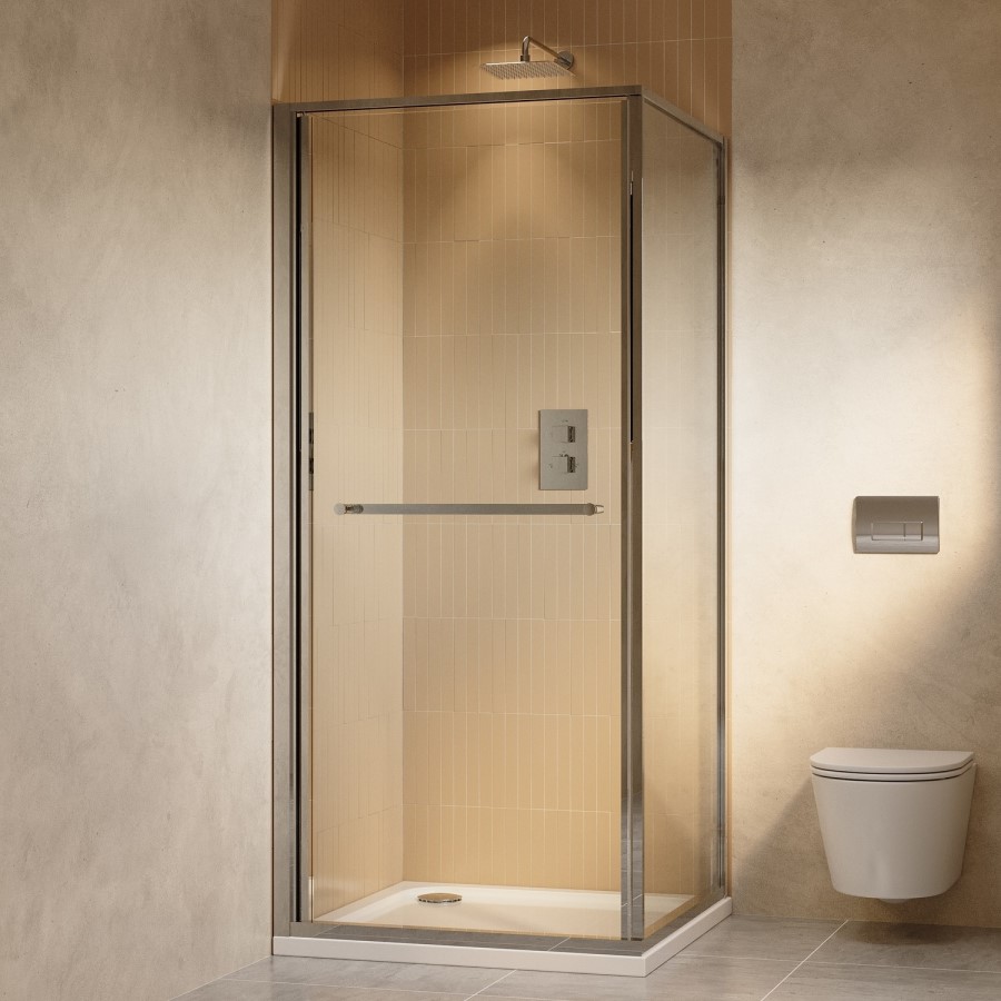 800x800mm Chrome In-Fold Sliding Shower Enclosure 6mm Glass - Apollo