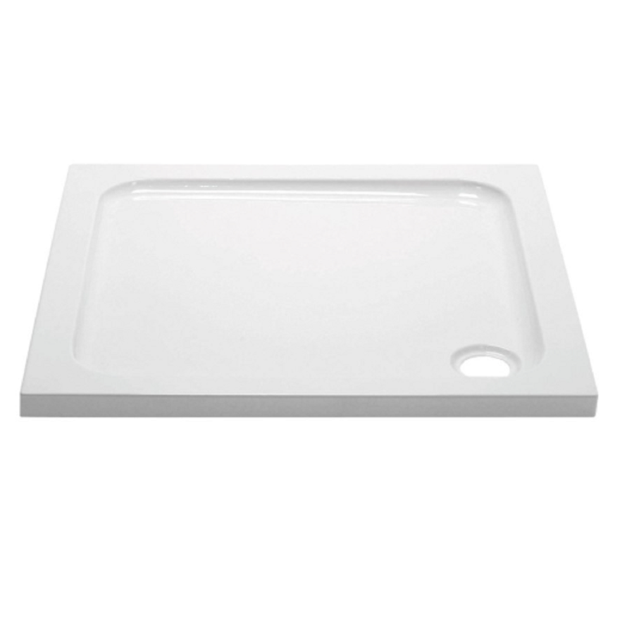 800mm Anti-Slip Square Shower Tray 45mm - White Acrylic Stone Resin - Pearl