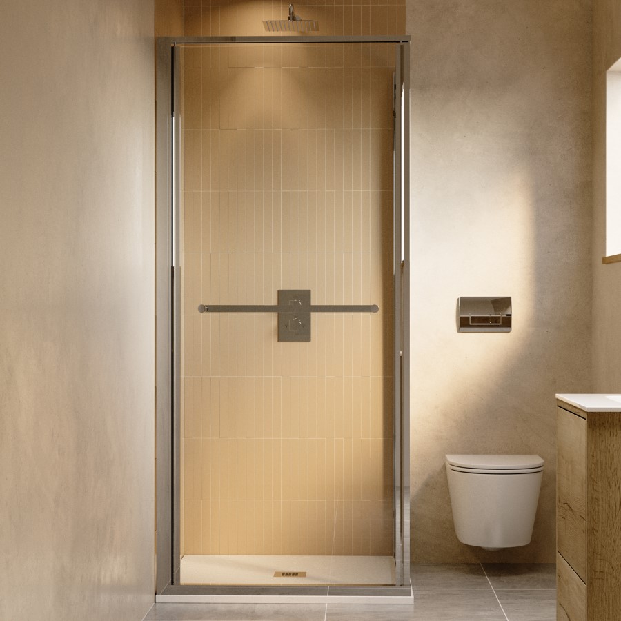 900x900mm Chrome In-Fold Sliding Shower Enclosure 6mm Glass - Apollo