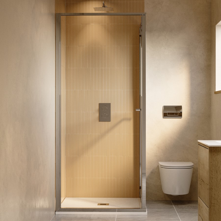 900x900mm Chrome In-Fold Sliding Shower Enclosure 6mm Glass - Apollo