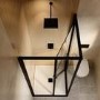 800x800mm Black In-Fold Sliding Shower Enclosure 6mm Glass and Low Profile Shower Tray - Apollo