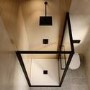800x800mm Black In-Fold Sliding Shower Enclosure 6mm Glass and Low Profile Shower Tray - Apollo