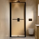 BUN/APOIFMB800/97147 800x800mm Black Infold Sliding Shower Enclosure 6mm Glass - Apollo