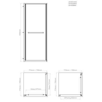 800x800mm Black In-Fold Sliding Shower Enclosure 6mm Glass - Apollo