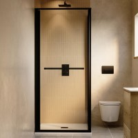 900x900mm Black In-Fold Sliding Shower Enclosure 6mm Glass and Low Profile Shower Tray  - Apollo