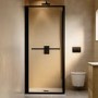 900x900mm Black In-Fold Sliding Shower Enclosure 6mm Glass and Low Profile Shower Tray  - Apollo