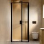 900x900mm Black In-Fold Sliding Shower Enclosure 6mm Glass and Low Profile Shower Tray  - Apollo