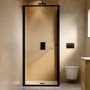 900x900mm Black In-Fold Sliding Shower Enclosure 6mm Glass and Low Profile Shower Tray  - Apollo