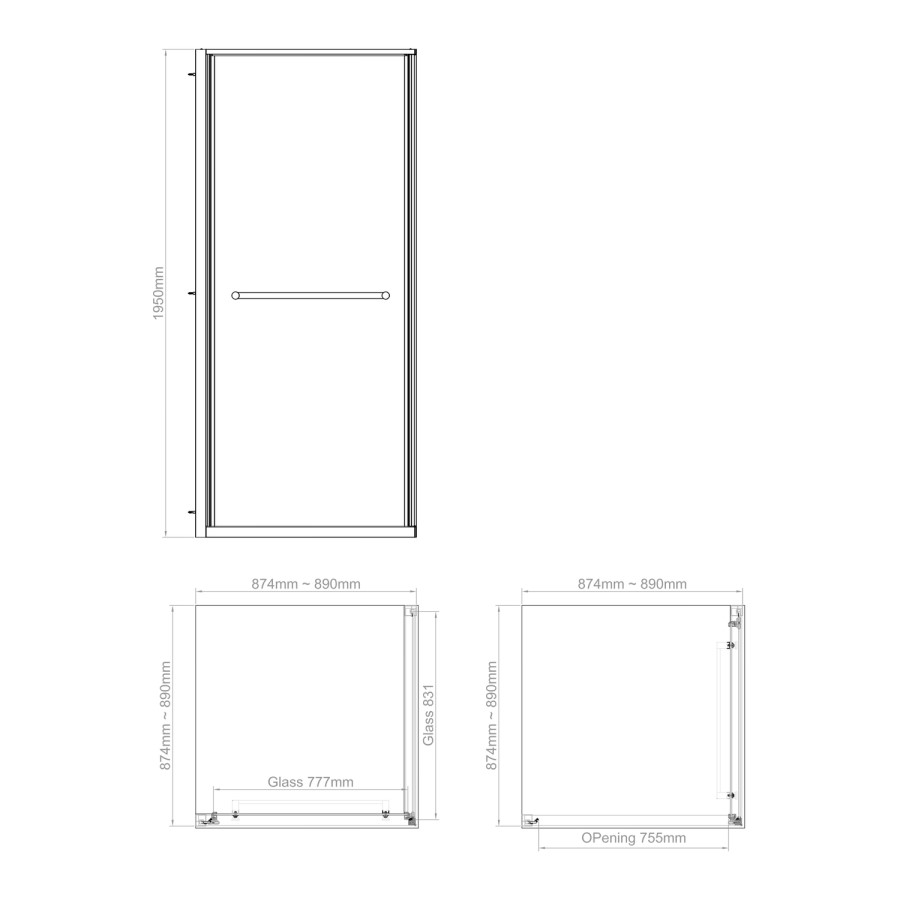 900x900mm Black In-Fold Sliding Shower Enclosure 6mm Glass and Low Profile Shower Tray  - Apollo